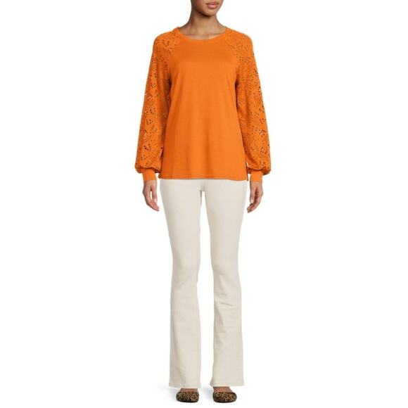 ❄️2/$5❄️[B9] Nine.Eight Women Casual Long Sleeve Round Neck Statement Pullover - Picture 4 of 5